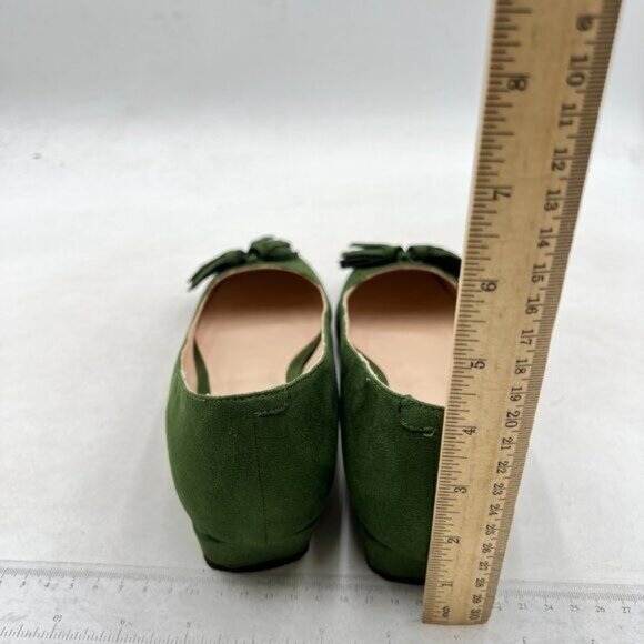 YDN Women Chunky Block Low Heel Loafers Square Toe Tassel Fringed Pumps Green - Picture 5 of 8